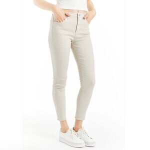 Tractr Mona High Rise Denim Skinny Crop Fray Jeans in Dove